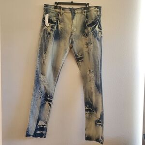 NWT Evolution In Design Men's Blue Distressed Slim Jeans